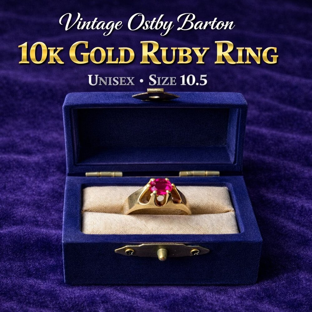 10k gold ruby ring made by ostby barton jewelry company. Size 10.5